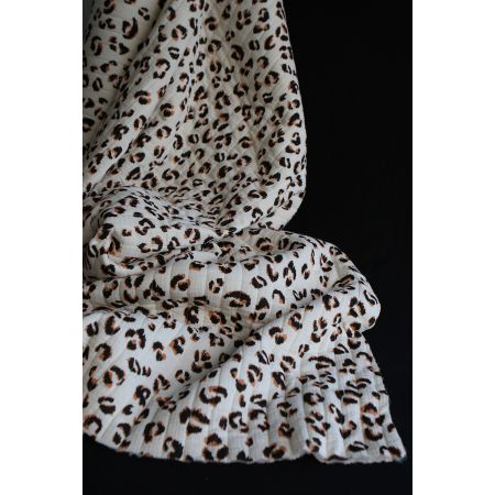 Fauve - Matelassé double gaze de coton motif Graou écru