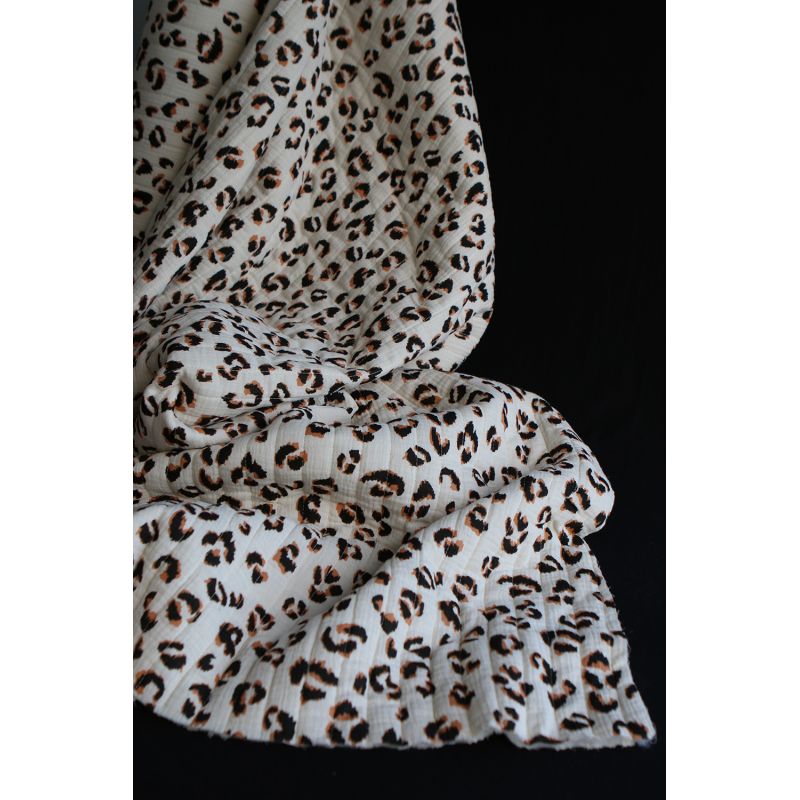 Fauve - Matelassé double gaze de coton motif Graou écru