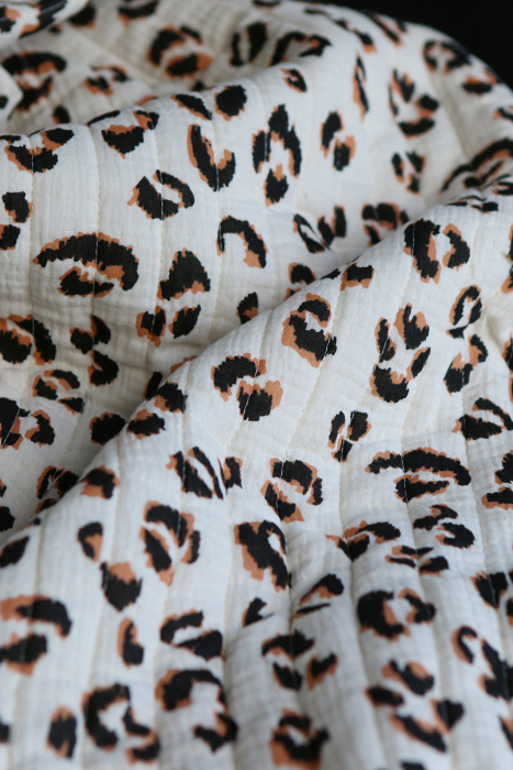 Fauve - Matelassé double gaze de coton motif Graou écru