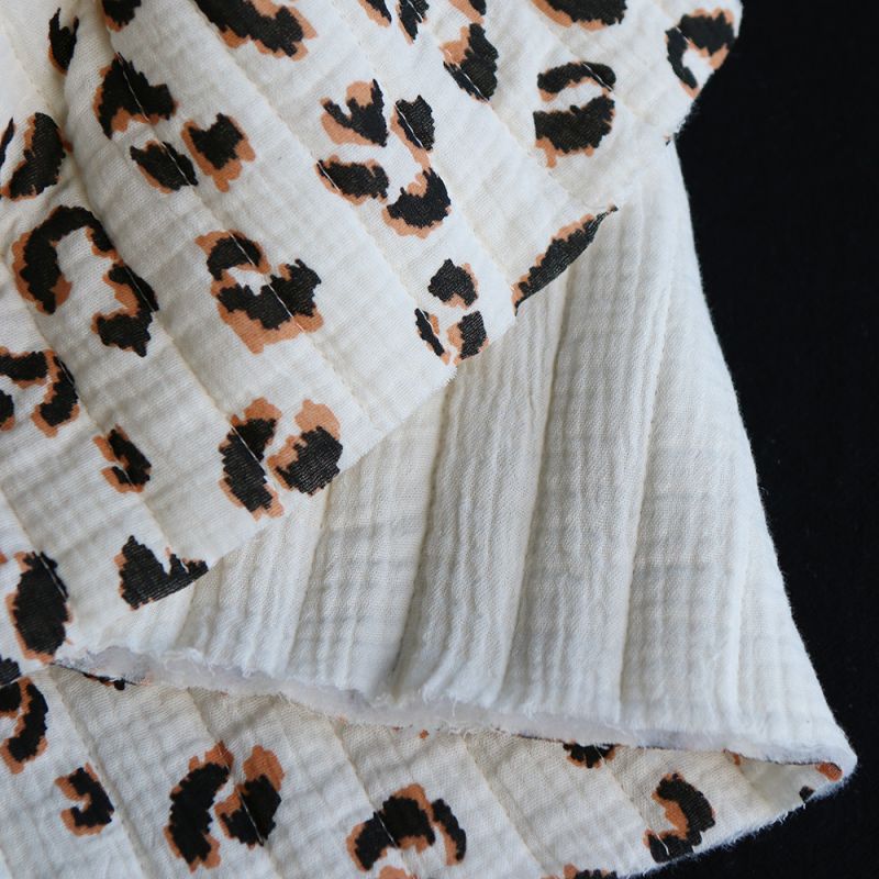 Fauve - Matelassé double gaze de coton motif Graou écru