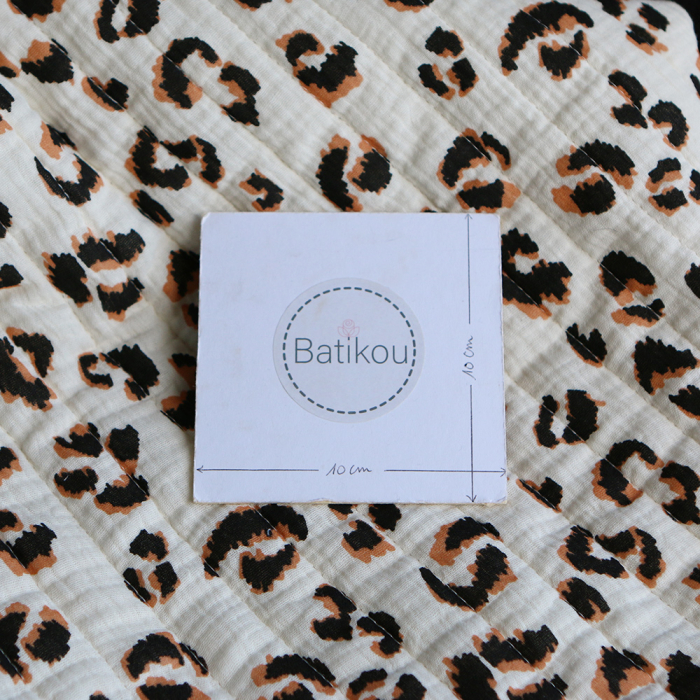 Fauve - Matelassé double gaze de coton motif Graou écru