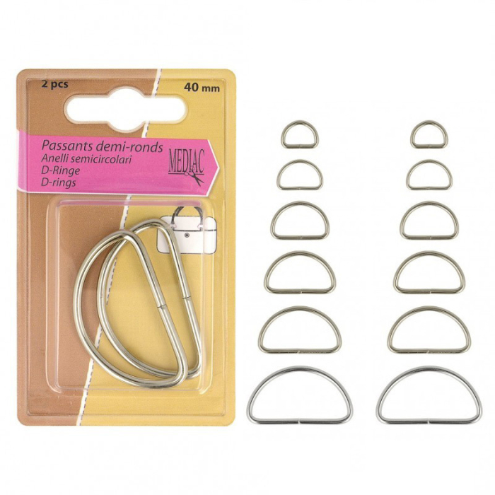 Boucle passants demi-ronds pour sac coloris ARGENT / Lot de 2