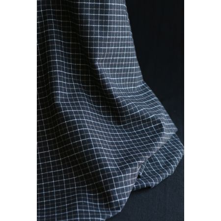 Oscar - Coton gratté organique / flanelle carreaux tartan anthracite et taupe Oscar - Coton gratté organique / flanelle carreaux tartan anthracite et taupe