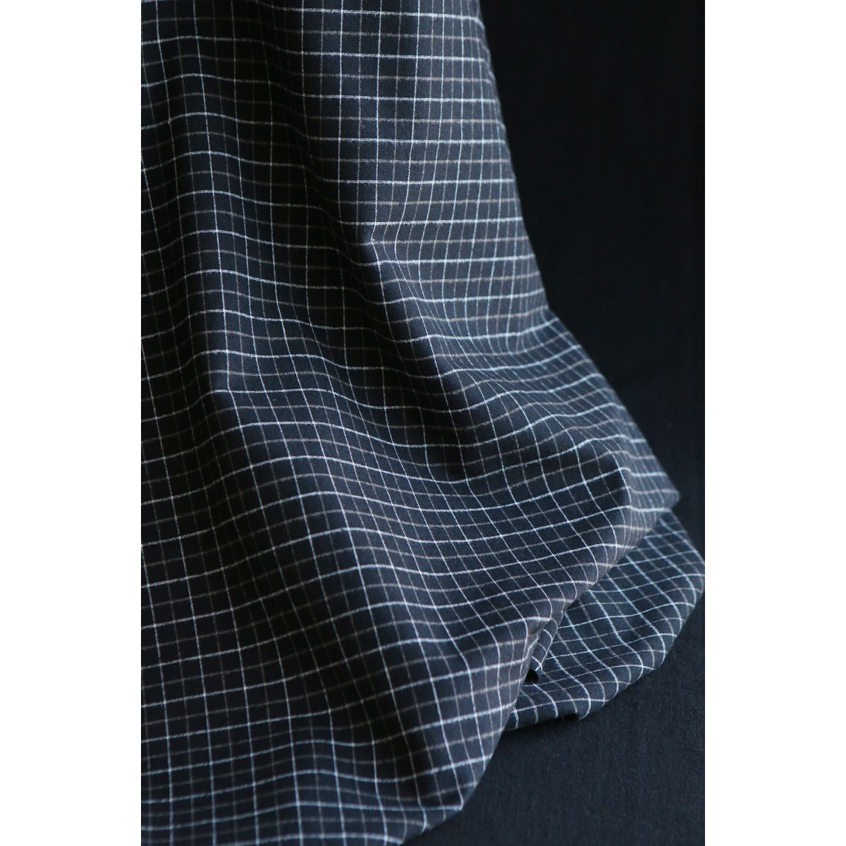 Oscar - Coton gratté organique / flanelle carreaux tartan anthracite et taupe Oscar - Coton gratté organique / flanelle carreaux tartan anthracite et taupe