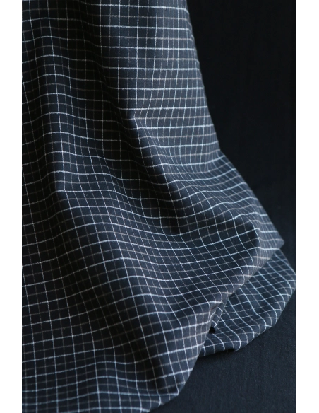 Oscar - Coton gratté organique / flanelle carreaux tartan anthracite et taupe