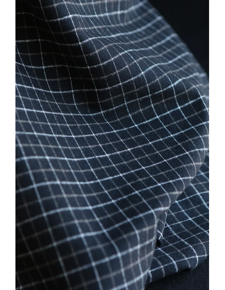 Oscar - Coton gratté organique / flanelle carreaux tartan anthracite et taupe