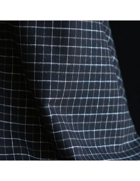 Oscar - Coton gratté organique / flanelle carreaux tartan anthracite et taupe