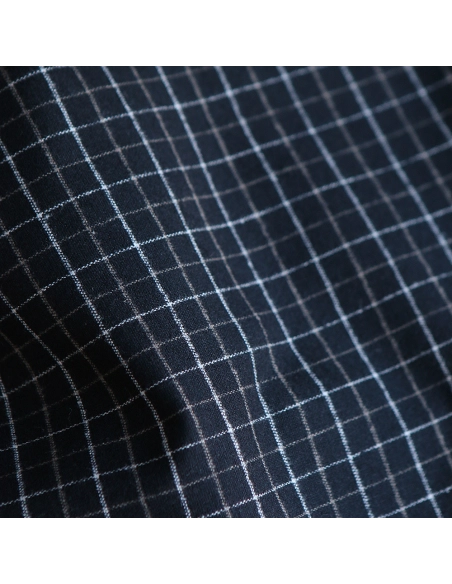 Oscar - Coton gratté organique / flanelle carreaux tartan anthracite et taupe