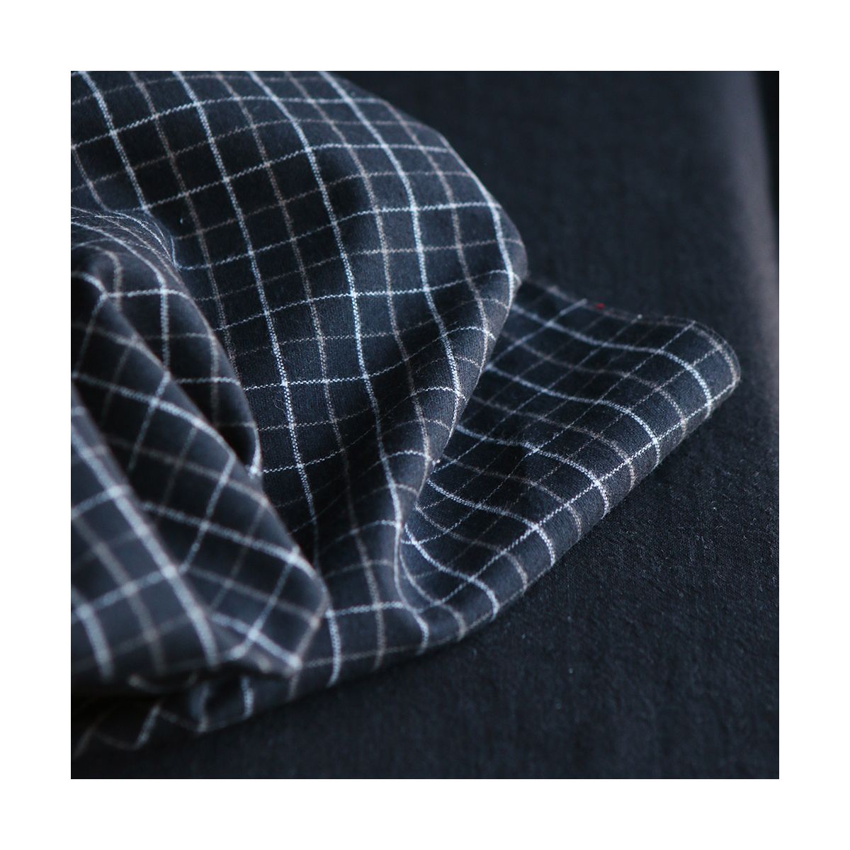 Oscar - Coton gratté organique / flanelle carreaux tartan anthracite et taupe Oscar - Coton gratté organique / flanelle carreaux tartan anthracite et taupe