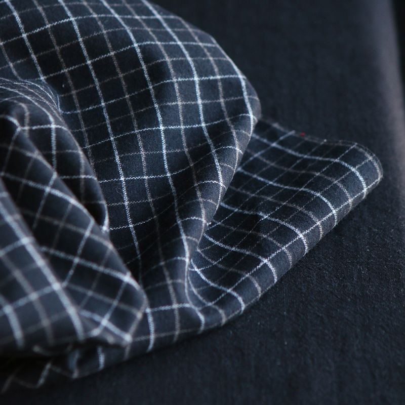 Oscar - Coton gratté organique / flanelle carreaux tartan anthracite et taupe