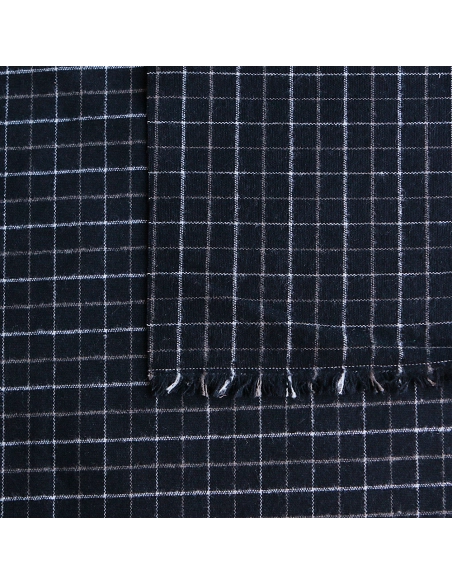 Oscar - Coton gratté organique / flanelle carreaux tartan anthracite et taupe