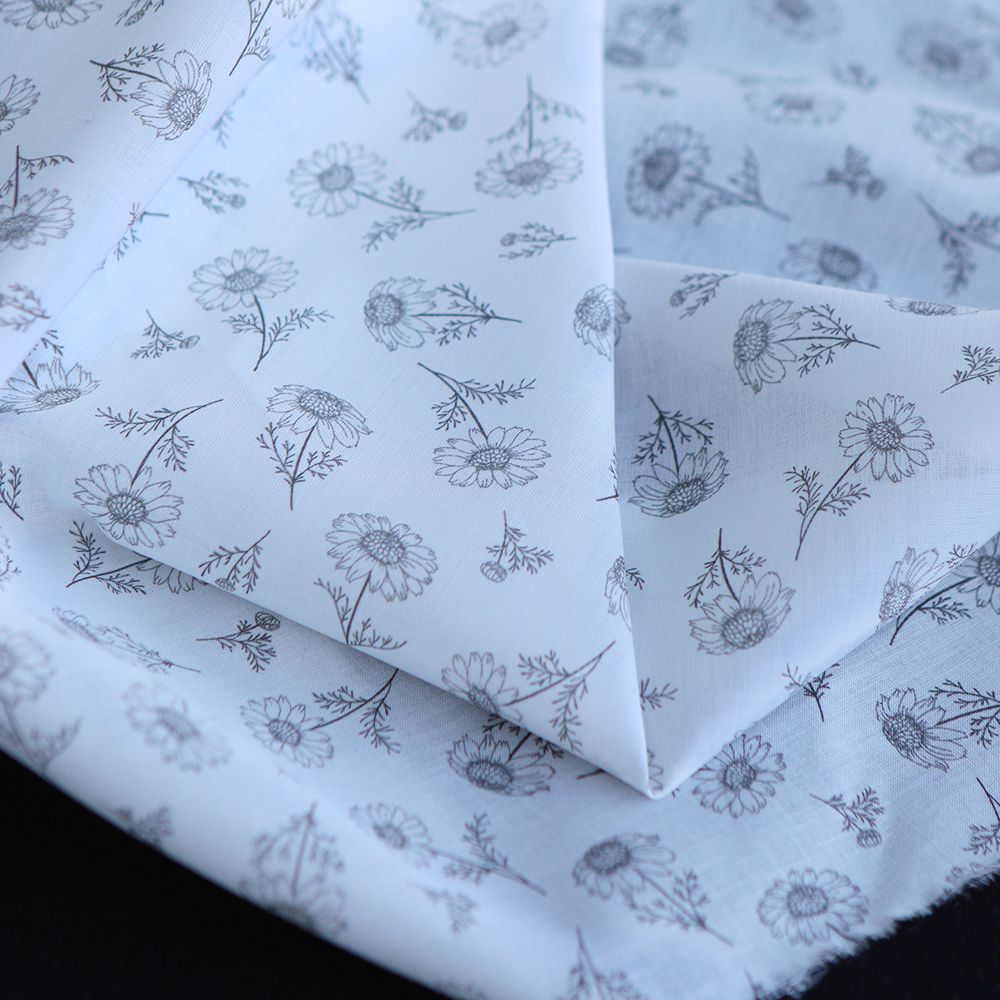 Maolia - Batiste de coton douce à imprimé tournesol anthracite