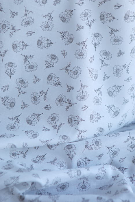 Maolia - Batiste de coton douce à imprimé tournesol anthracite