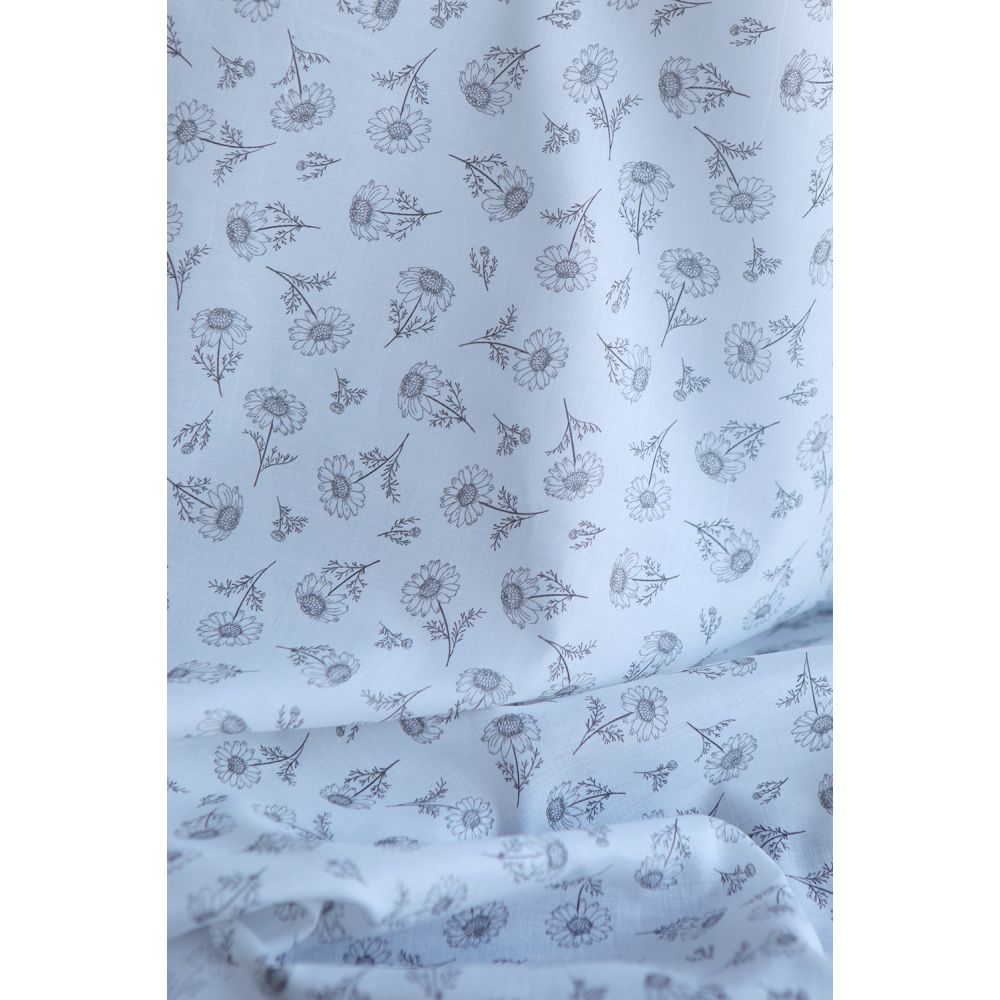 Maolia - Batiste de coton douce à imprimé tournesol anthracite