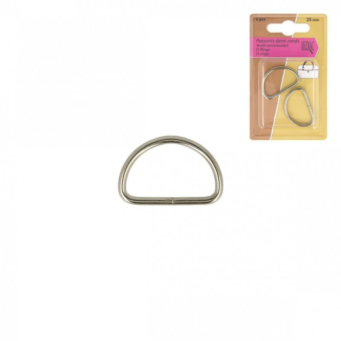 Boucle passants demi-ronds pour sac coloris ARGENT / Lot de 2