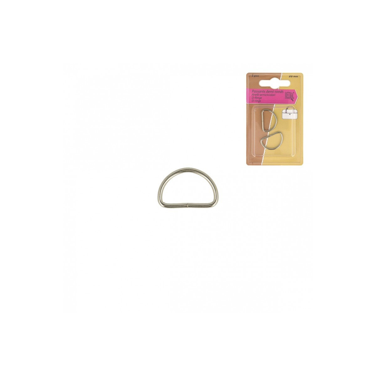 Boucle passants demi-ronds pour sac coloris ARGENT / Lot de 2
