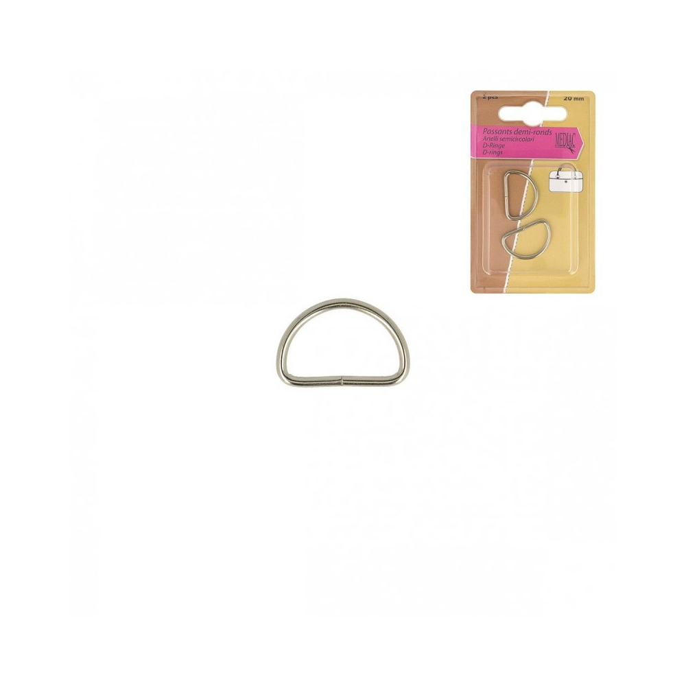 Boucle passants demi-ronds pour sac coloris ARGENT / Lot de 2
