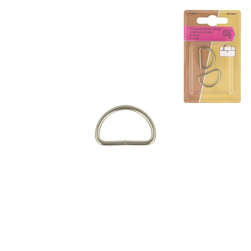 Boucle passants demi-ronds pour sac coloris ARGENT / Lot de 2