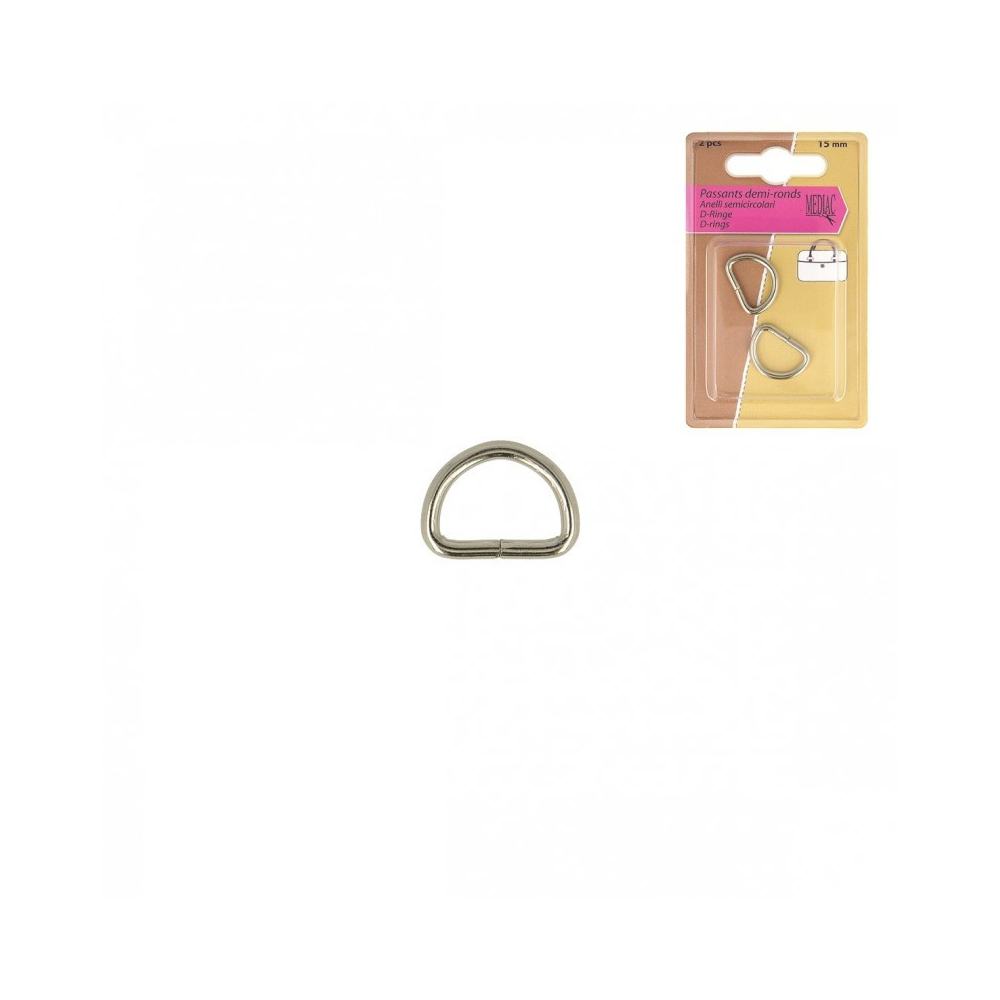 Boucle passants demi-ronds pour sac coloris ARGENT / Lot de 2