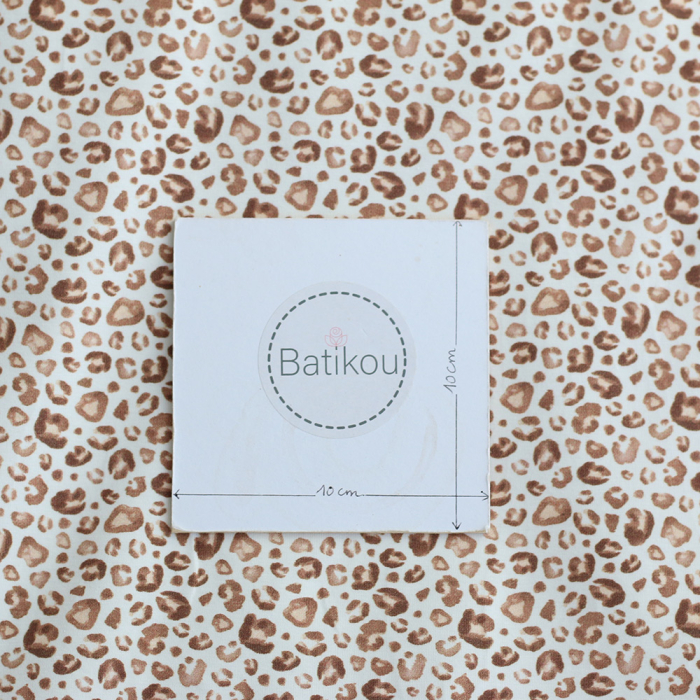 Jersey coton à motif Graou léopard beige