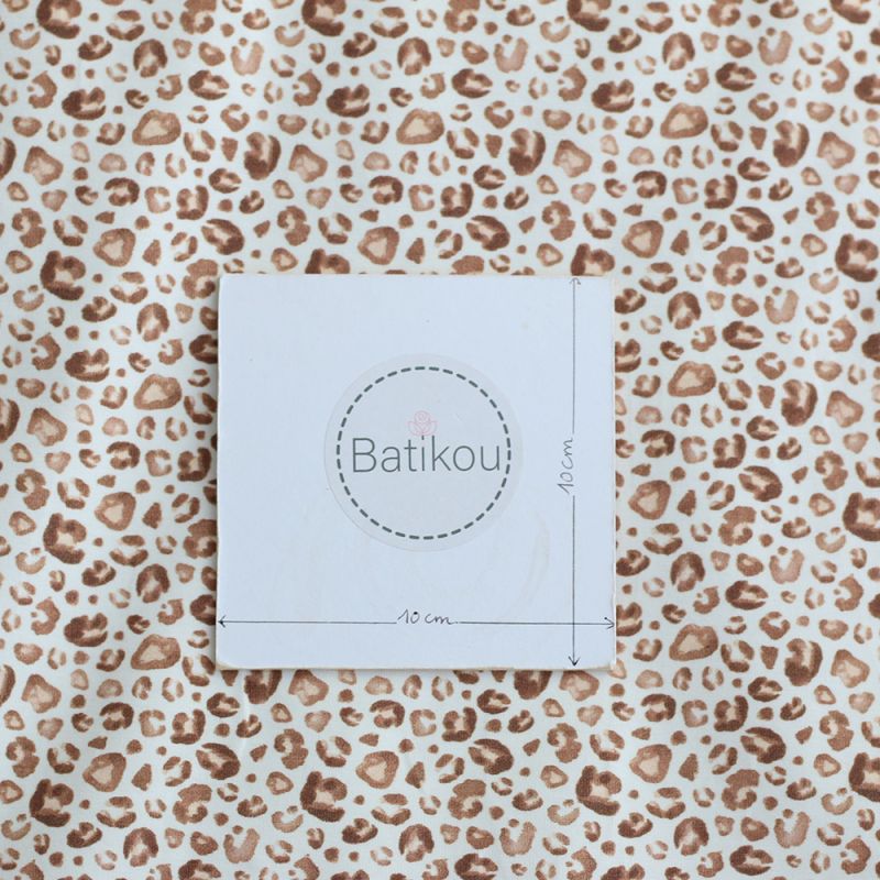 Jersey coton à motif Graou léopard beige