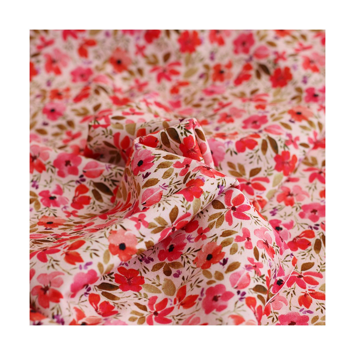 Jersey coton à motif fleuri rose Jersey coton à motif fleuri rose