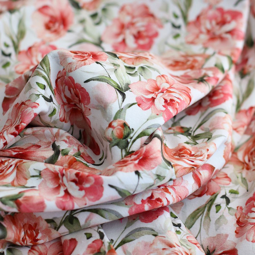 copy of Jersey coton à motif fleuri rose