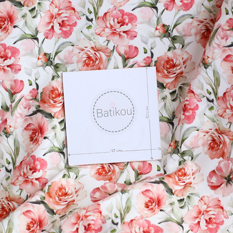 copy of Jersey coton à motif fleuri rose