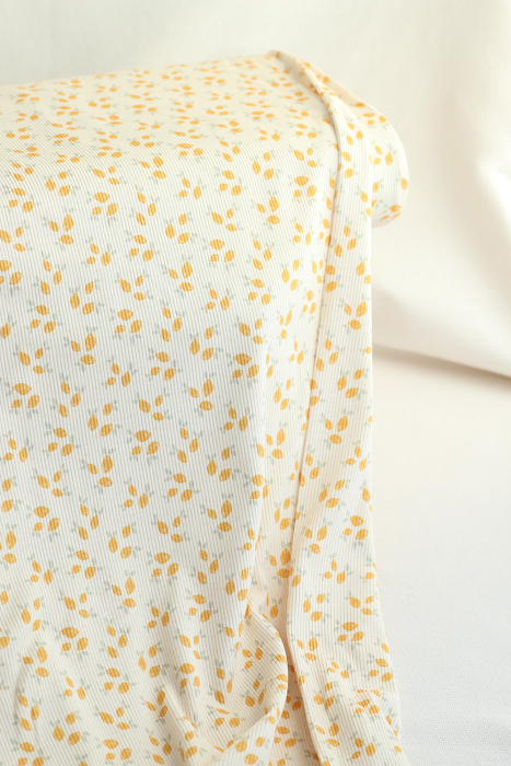 Jersey coton côtes fines à motif petits citrons