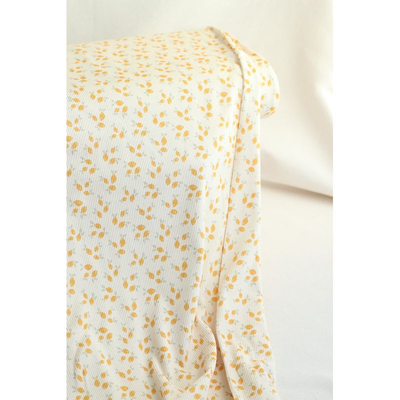 Jersey coton côtes fines à motif petits citrons