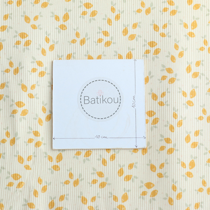 Jersey coton côtes fines à motif petits citrons