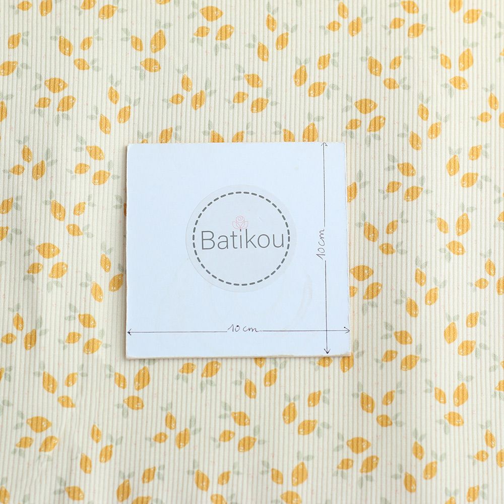 Jersey coton côtes fines à motif petits citrons