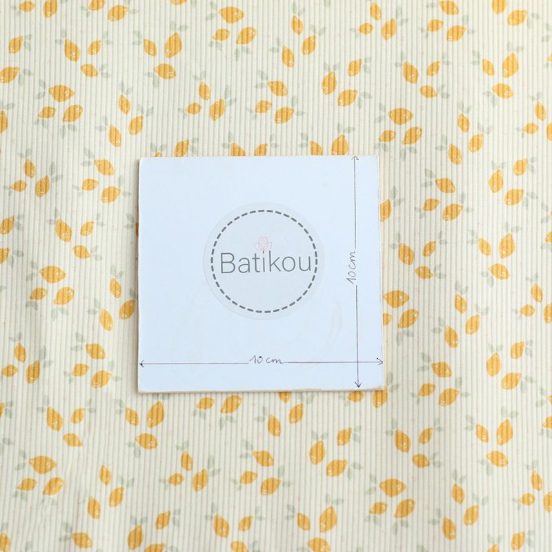 Jersey coton côtes fines à motif petits citrons