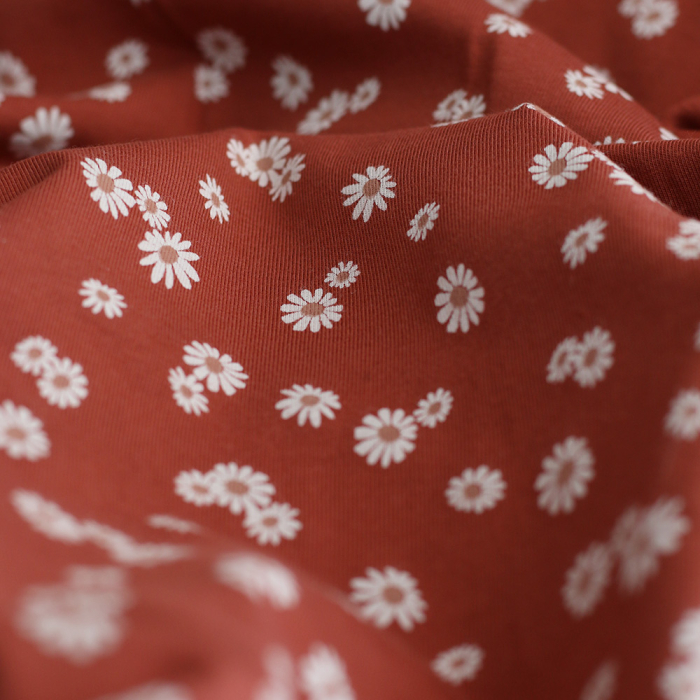 copy of Jersey coton à motif fleuri rose