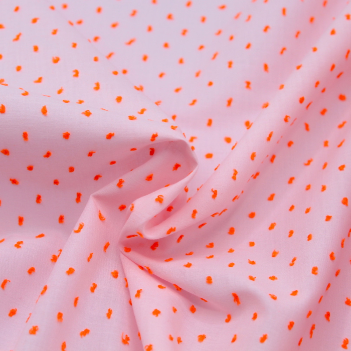 Plumetis de coton bicolore rose et fluo Qualité Oeko-tex - 1