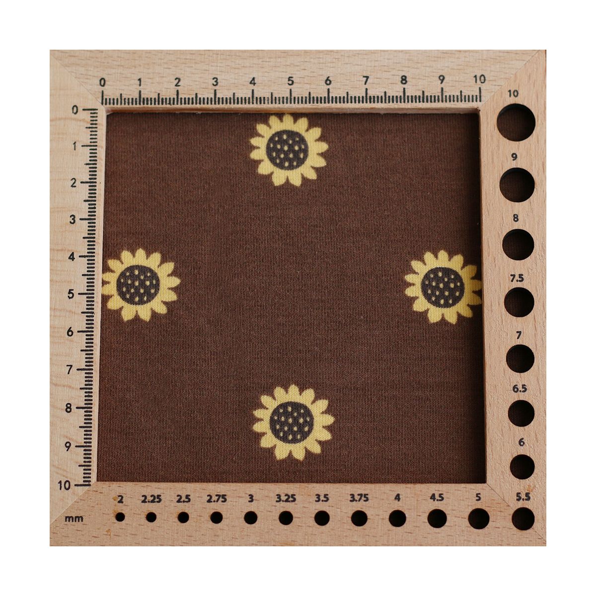 Jersey coton à motif fleurs de tournesol fond chocolat