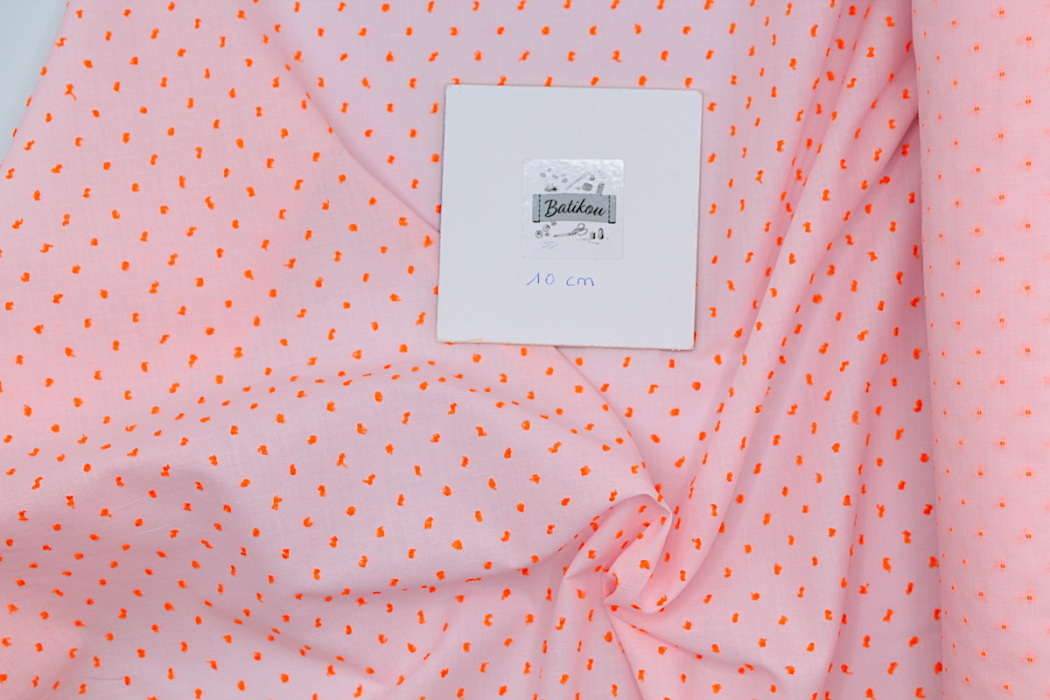 Plumetis de coton bicolore rose et fluo Qualité Oeko-tex - 2