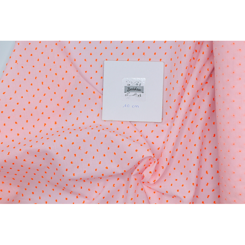 Plumetis de coton bicolore rose et fluo Qualité Oeko-tex - 2