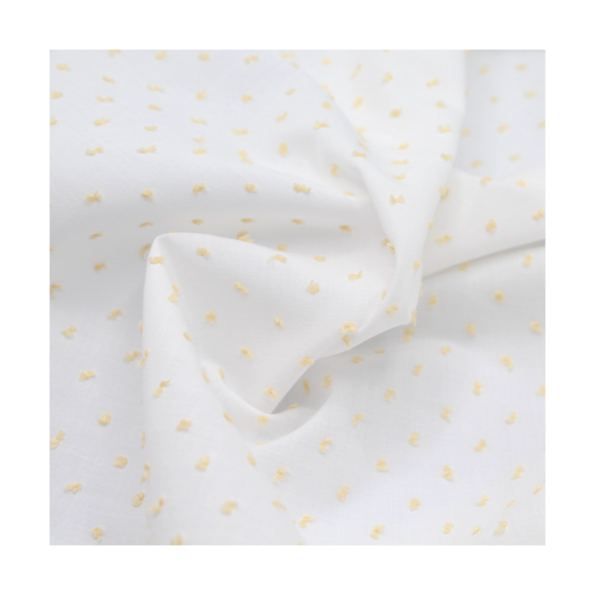 Plumetis de coton bicolore blanc et jaune clair