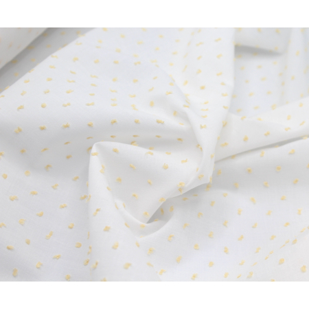 Plumetis de coton bicolore blanc et jaune clair Plumetis de coton bicolore blanc et jaune clair
