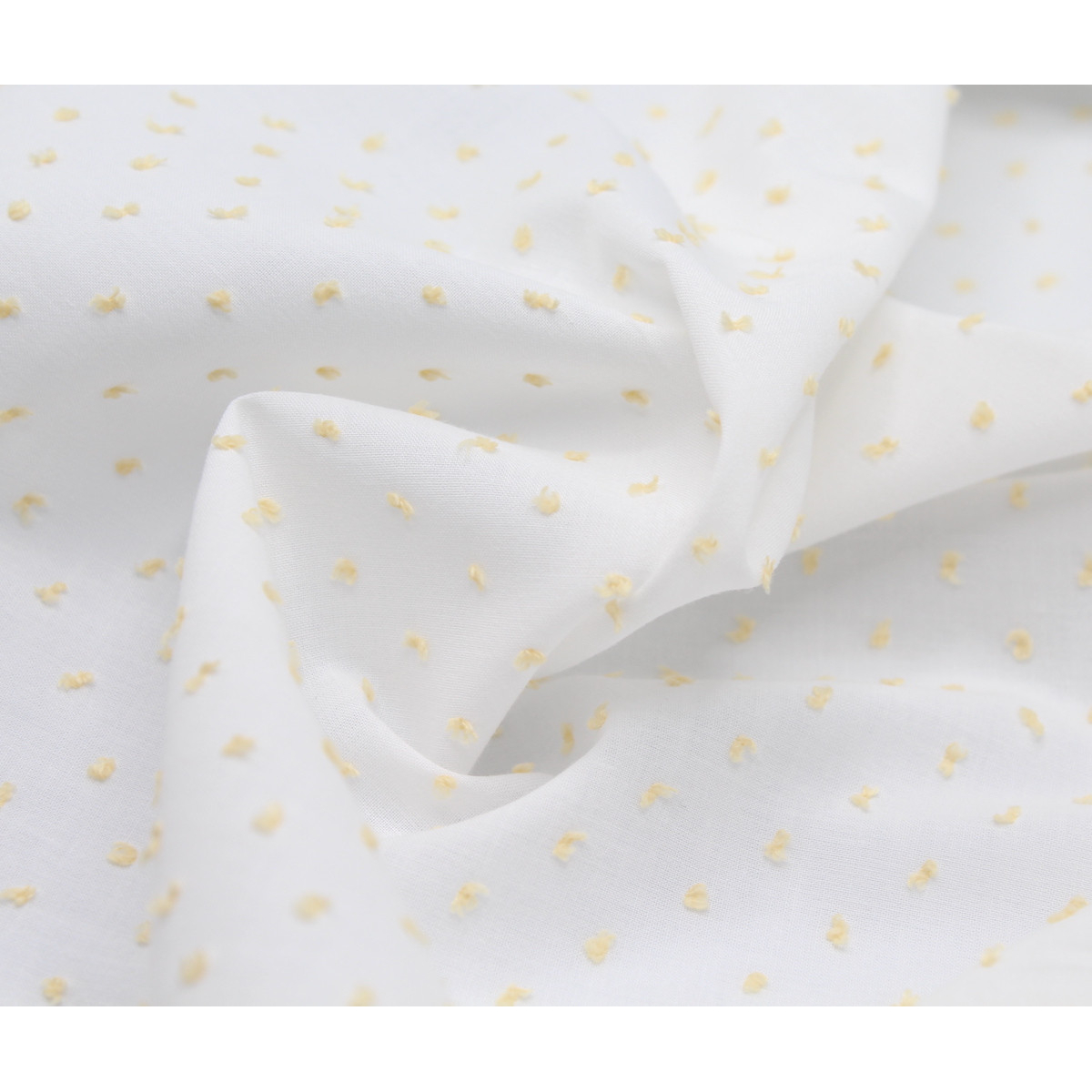 Plumetis de coton bicolore blanc et jaune clair