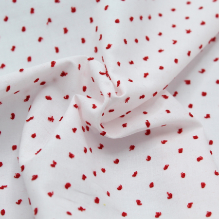 Plumetis de coton bicolore blanc / rouge Qualité Oeko-tex - 1 Plumetis de coton bicolore blanc / rouge Qualité Oeko-tex - 1