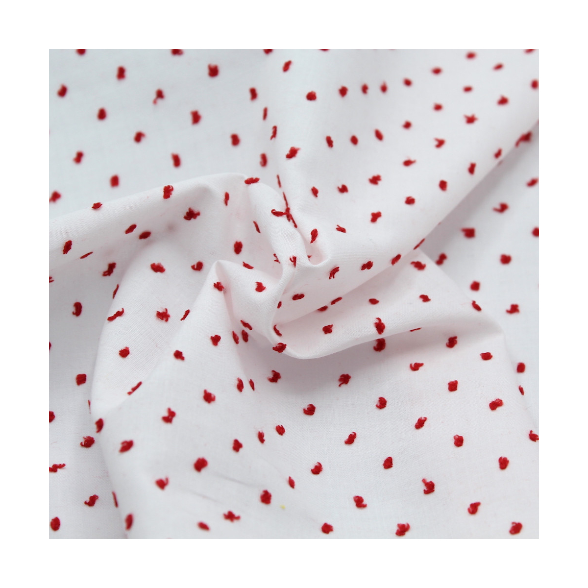Plumetis de coton bicolore blanc / rouge Qualité Oeko-tex - 1 Plumetis de coton bicolore blanc / rouge Qualité Oeko-tex - 1