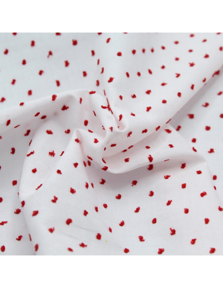Plumetis de coton bicolore blanc / rouge Qualité Oeko-tex - 1