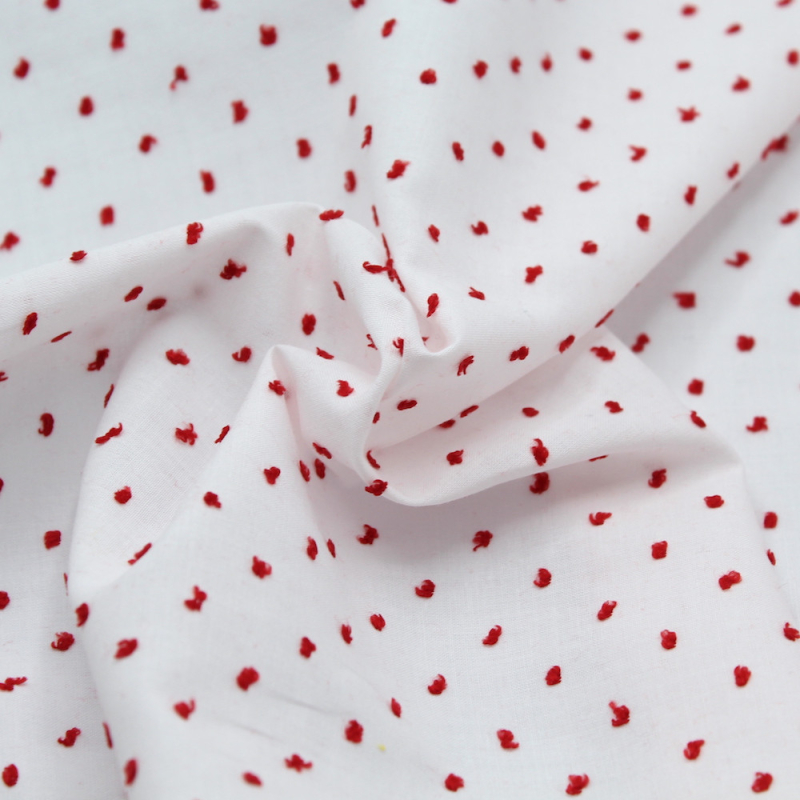 Plumetis de coton bicolore blanc / rouge Qualité Oeko-tex - 1