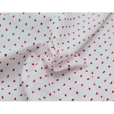 Plumetis de coton bicolore blanc / rouge Qualité Oeko-tex - 2 Plumetis de coton bicolore blanc / rouge Qualité Oeko-tex - 2