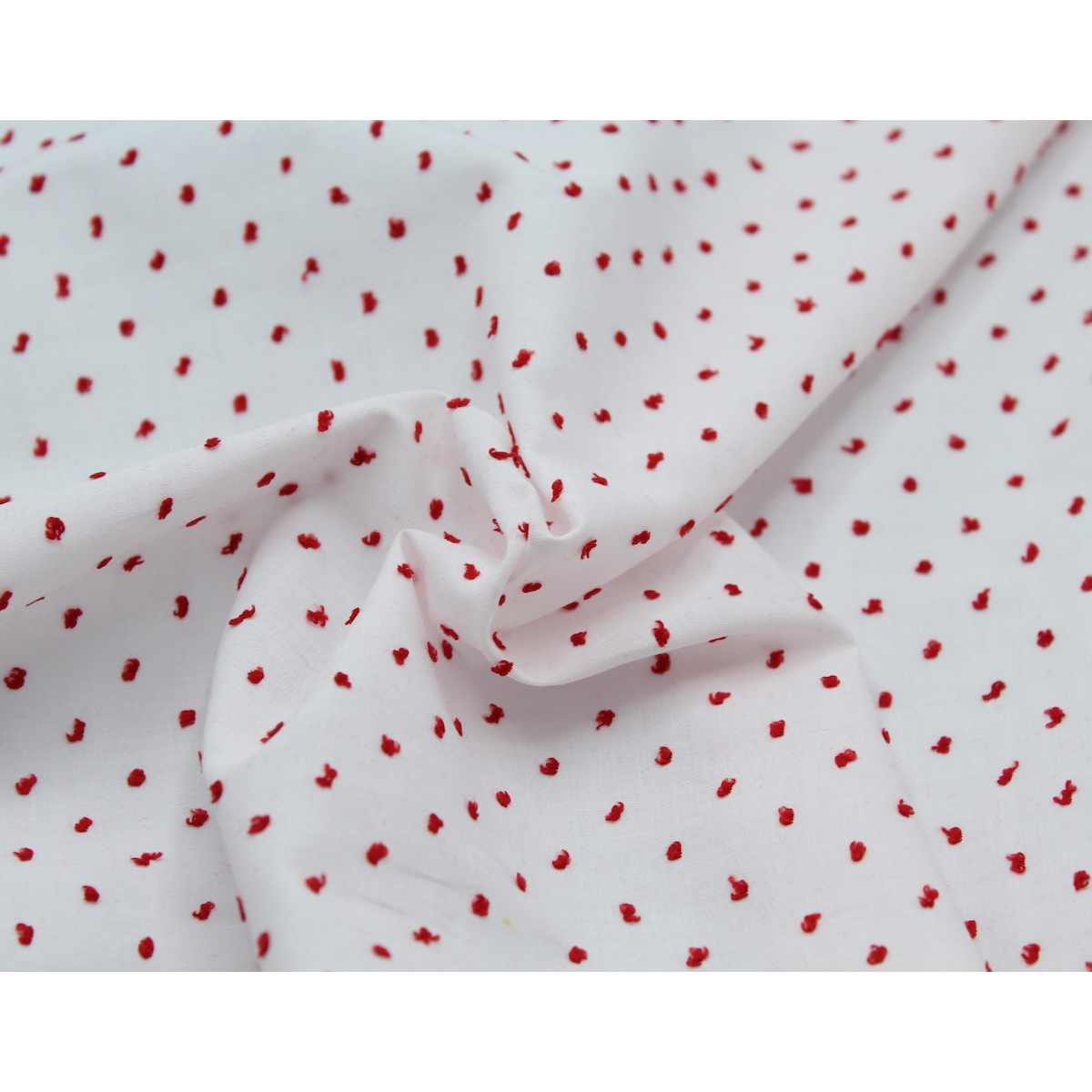 Plumetis de coton bicolore blanc / rouge Qualité Oeko-tex - 2 Plumetis de coton bicolore blanc / rouge Qualité Oeko-tex - 2