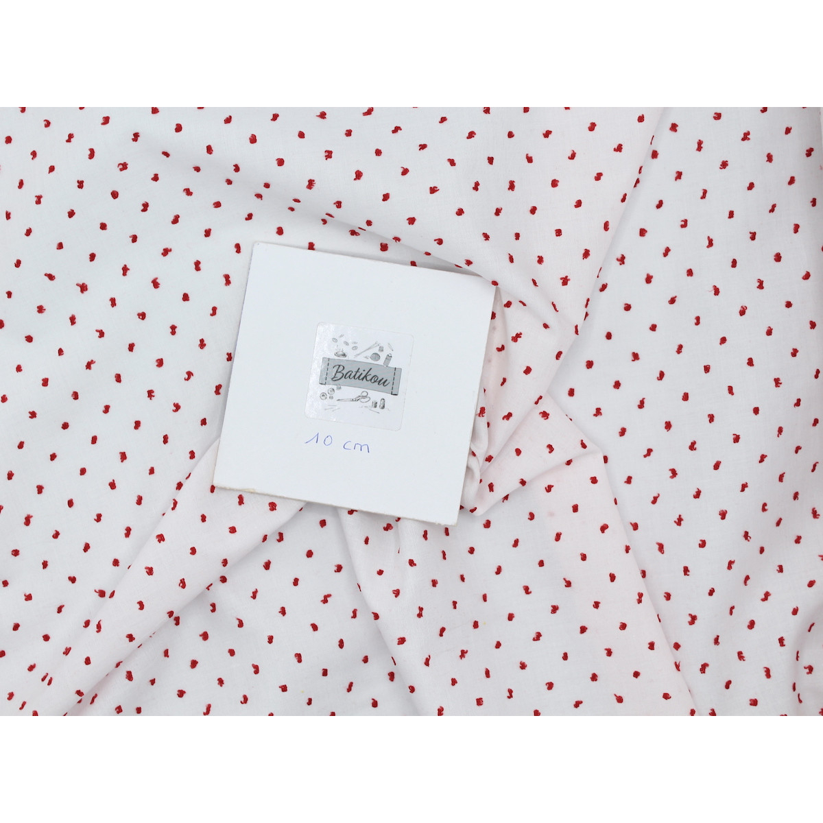 Plumetis de coton bicolore blanc / rouge Qualité Oeko-tex - 3 Plumetis de coton bicolore blanc / rouge Qualité Oeko-tex - 3