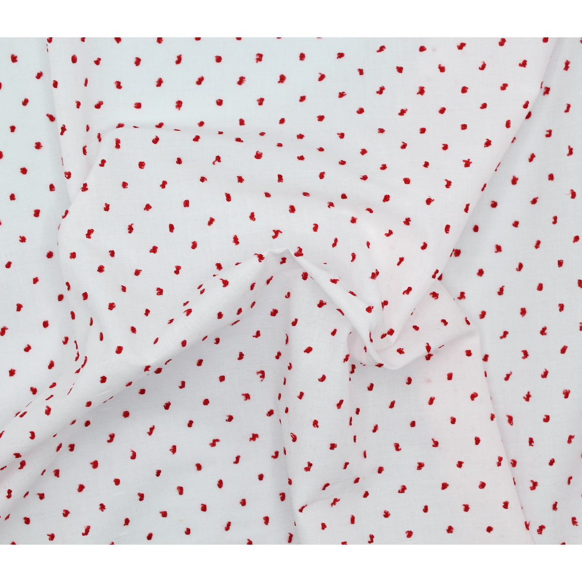 Plumetis de coton bicolore blanc / rouge Qualité Oeko-tex - 4 Plumetis de coton bicolore blanc / rouge Qualité Oeko-tex - 4