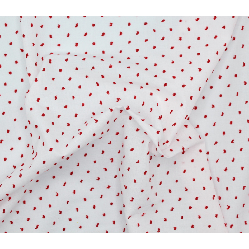 Plumetis de coton bicolore blanc / rouge Qualité Oeko-tex - 4